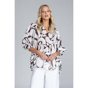 Blak The Label: Charlotte Top - Exclusive Chocolate with Ivory Floral Print