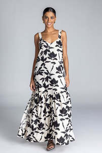 Break Your Heart Dress - Ivory with Black Floral