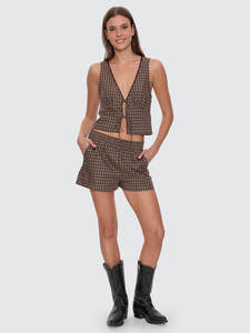 Thrills Womens: State Of Mind Check Short - Postal Brown