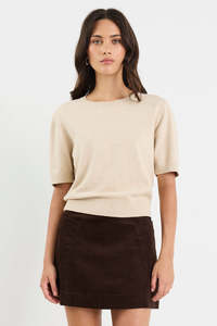 Ivy And Jack Womens: Topic Cashmere Blend Knit Tee - Champagne