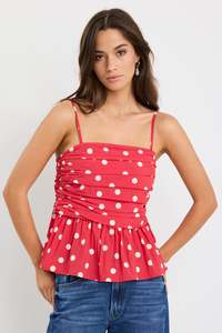 Among The Brave Womens: Revolve Cami Top - Poppy Polka Dot