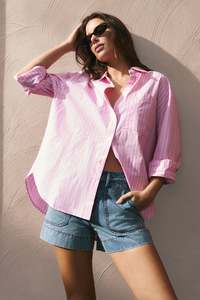 Stories Be Told: You Got This Oversized Boyfriend Shirt - Pink Stripe