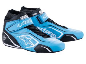Boots: Alpinestars 1-T v3 Race Shoe Black Light Blue White