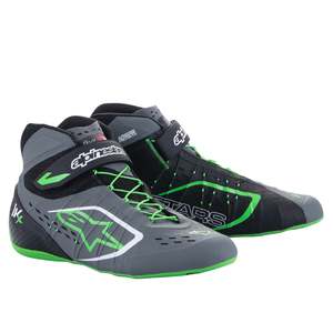 Kart Boots: Alpinestars 1 KX V2 Kart boot  Black Dark Grey Green Fluro -(special order only)