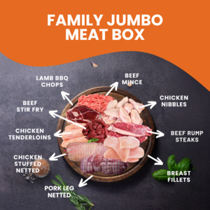 Meat Boxes: Family Jumbo Meat Box (7.5kg+) - Premium NZ Chicken, Beef, Lamb, Pork