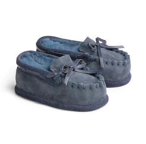 Merino: Benmore Sheepskin Moccasin Slippers Navy