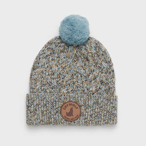 Pom Pom Beanie Blue Speckle