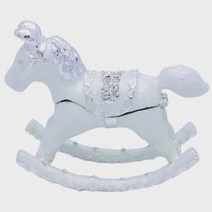 Christening Baptism: Dakota Rocking Horse Jewel Box in Cream