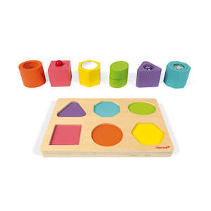Janod: Janod I Wood Shapes & Sounds 6 Blocks Puzzle