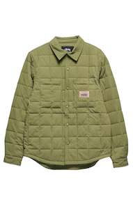 Mens Jackets: Quilted Fatigue Shirt - Army Green