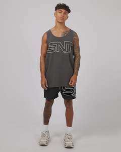 Mens Singlets: Link Singlet - Washed Black