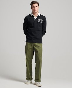 Mens Tops: Vintage Applique Rugby Top - Eclipse Navy