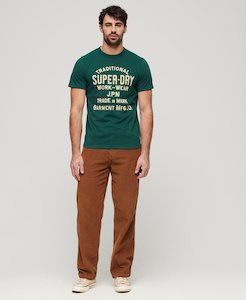 Superdry: Workwear Flock Graphic Tee - Bengreen Marle