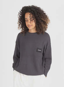 Badge Knit Crew - Charcoal