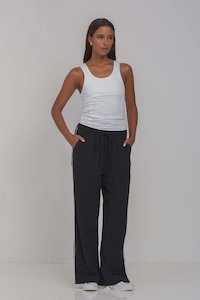 Womens Pants: Hypnotic Pant - Black With White Piping