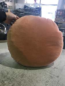 Citta: Cotton Velvet Round Cushion - Carrot