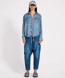 Isla Low Waist Drawstring Harem Denim Jeans