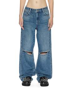 Womens Jeans: Low Rider Jean - Texas Blue Studded