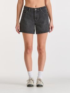 Womens Shorts: Mid Straight Short - Smoked Black