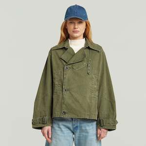 G Star: Oversized Short Trench Coat - Overdye Shadow Olive
