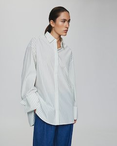 Moss Copenhagen: MSCH Erina Zenika Shirt STP - Egret/Forest