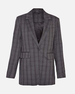 Moss Copenhagen: Calile Loose Blazer CHK - Dark Grey