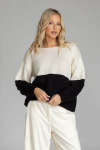 Womens Sweatshirts: Split The Difference Jumper - Back/Ivory