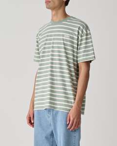 Mens T Shirts: Stripe Tee - Green