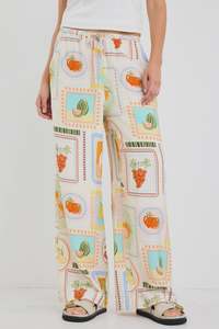 Womens Pants: Travel Wide Leg Pull On Pant - Tropical Postcard