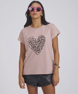 Womens T Shirts: Classic Animal Heart Tee - Tea Rose