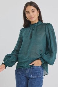Poet Long Sleeve High Neck Top - Forest