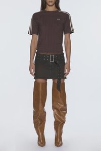 Porter SS Top - Chocolate Pinstripe