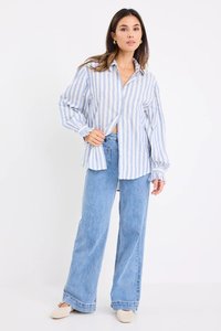 Connection Drop Shoulder Shirt - Blue Stripe