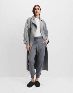 Womens Pants: Australian Cotton Rib Cuff Track Pant - Shadow