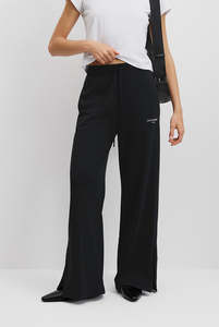 Womens Pants: Australian Cotton Wide Leg Trackpant - Black