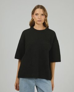 Womens T Shirts: Willow Knit Tee - Black
