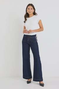 Womens Jeans: Zoey Indigo High Rise Wide Leg Pocket Jean