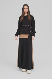 Womens Skirts: Complacent Skirt - Black/Toffee