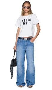 Womens T Shirts: NYC Shrunken SS Tee - White