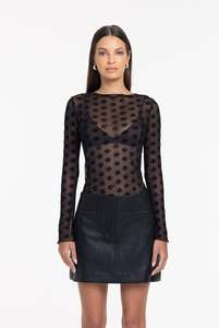 Womens Tops: Gigi Top - Black Daisy Flower