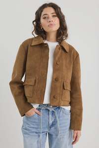 Womens Jackets: Exhibit Cinnamon Mock Suede Cropped Jacket
