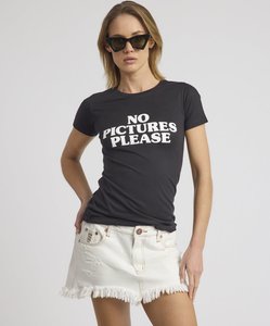 Womens T Shirts: No Pictures Please Fitted Tee - Black