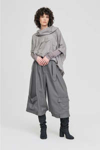 Womens Tops: Squared Assembly Top - Pewter