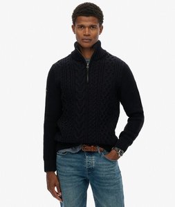 Jacob Cable Knit Half Zip - Eclipse Navy