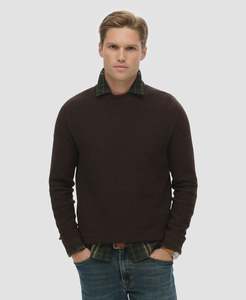 LW Cotton Texture Jumper - Dark Brown/Black
