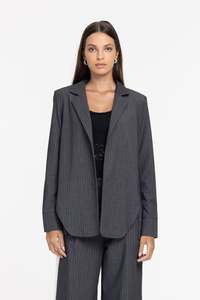 Womens Jackets: Forever Mine Jacket - Grey Pinstripe