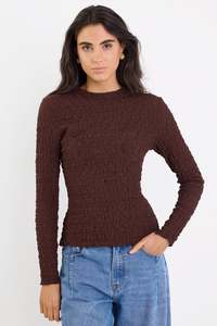 Womens Tops: Captive Chocolate Lace Long Knit Long Sleeve Top