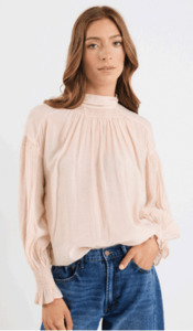 Womens Tops: Adapt Vanilla Shirred Long Sleeve Top