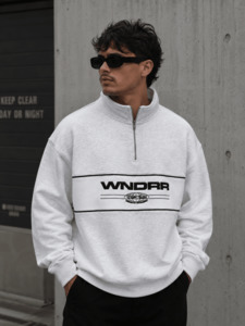 Mens: Maison 1/4 Zip Sweat - White Marle