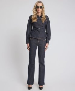 Womens Jeans: Alice Low Waist Bootcut Denim Jeans - Raw Indigo